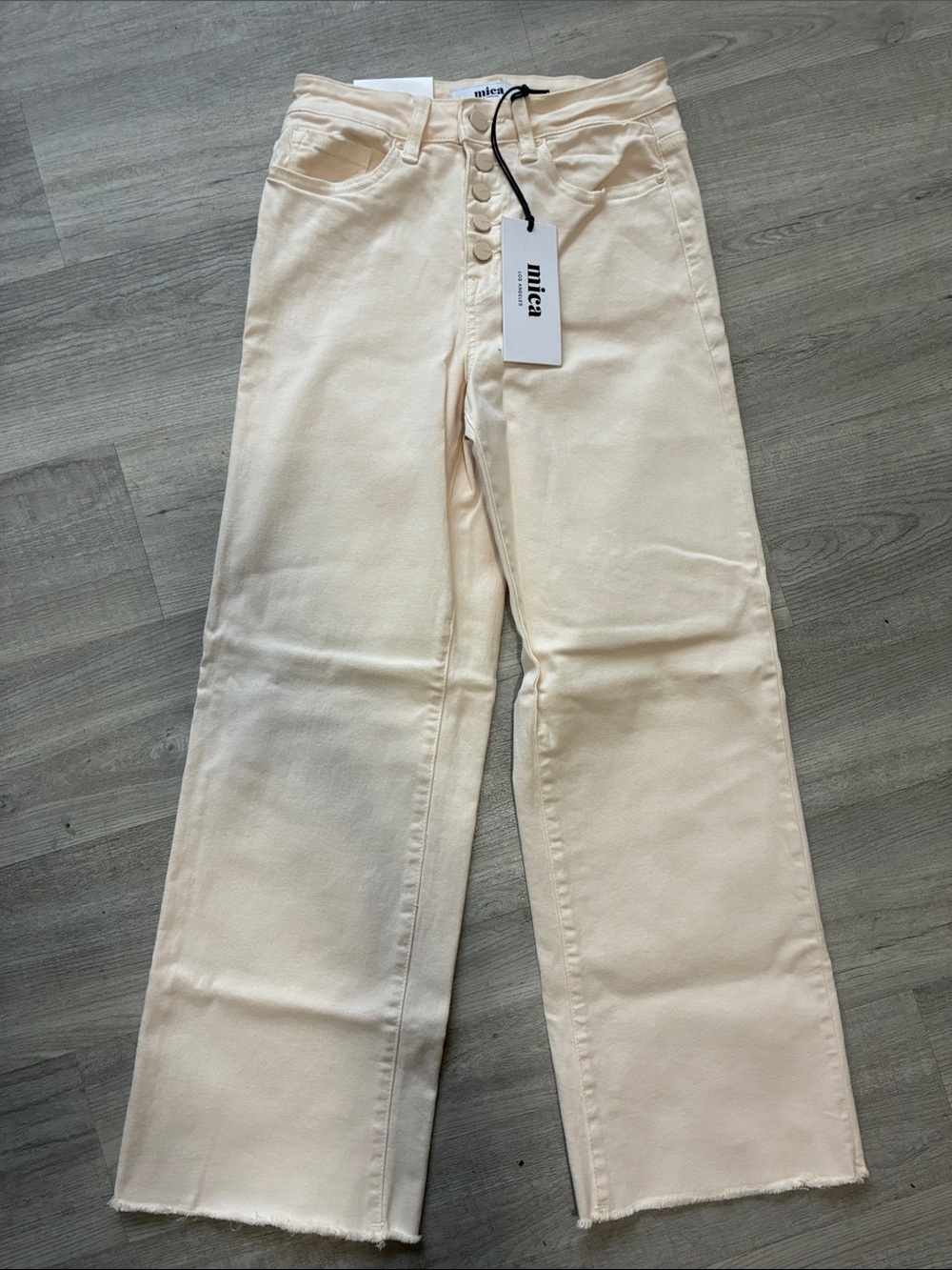 NWT Mica High Rise Wide Leg Cropped Jeans in Cream